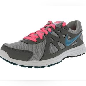 Grey Nike running shoes Blue Check Pink Laces, 11